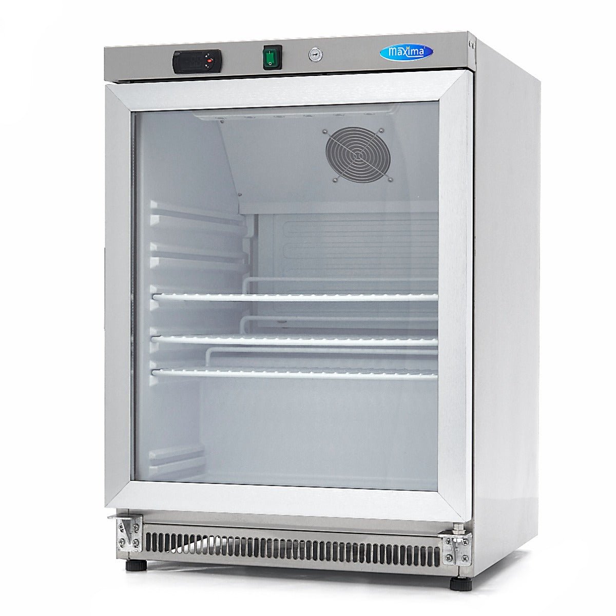 Maxima Mini Fridge 200L with Glass Door - 3 Adjustable Shelves - Stainless Steel - RVSVoordeel