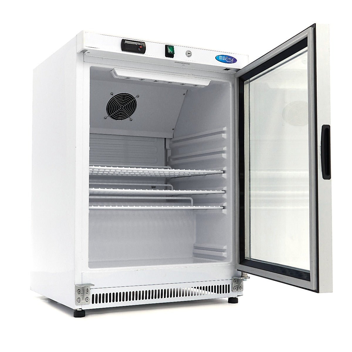 Maxima Mini Fridge 200L with Glass Door - 3 Adjustable Shelves - White - RVSVoordeel