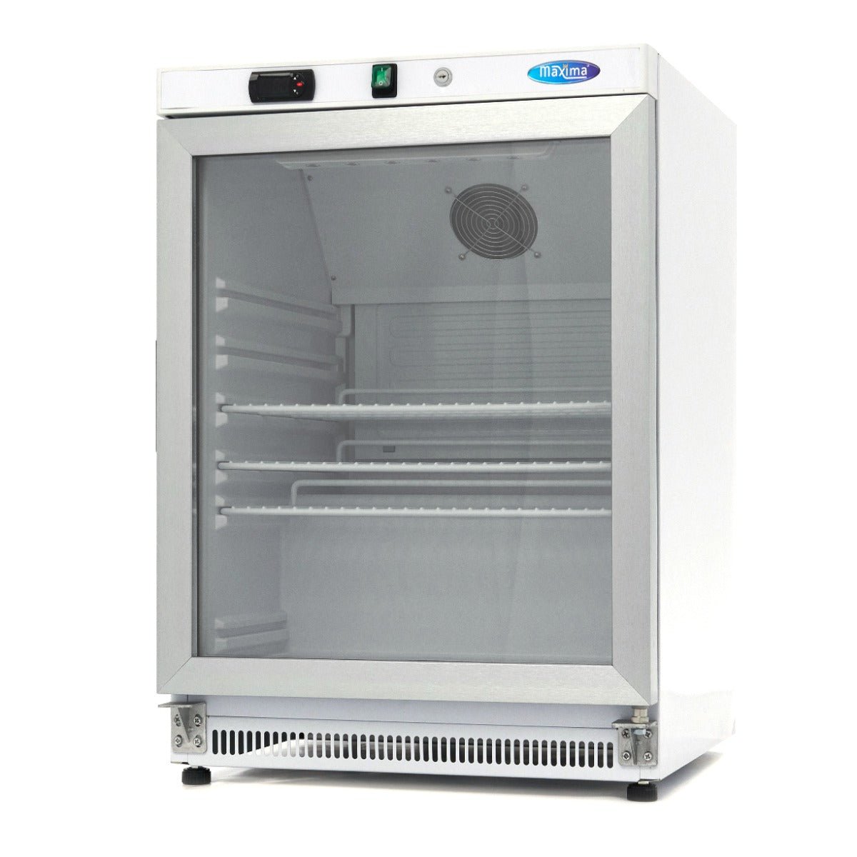 Maxima Mini Fridge 200L with Glass Door - 3 Adjustable Shelves - White - RVSVoordeel