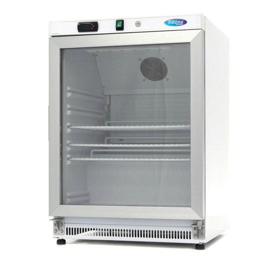 Maxima Mini Fridge 200L with Glass Door - 3 Adjustable Shelves - White - RVSVoordeel