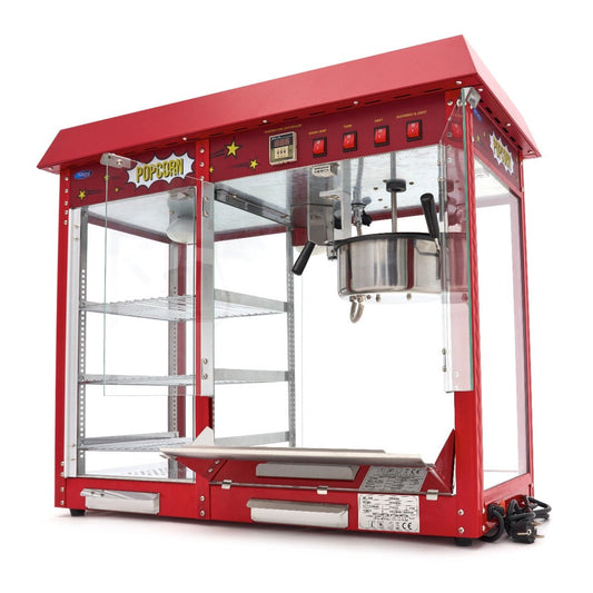 Maxima Popcorn Machine with Heated Showcase + - 3kg Popcorn per hour - RVSVoordeel