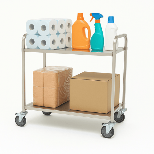 Maxima Stainless Steel Serving Trolley - 2 Shelves - RVSVoordeel