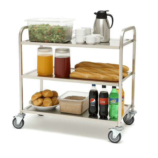 Maxima Stainless Steel Serving Trolley - 3 Shelves - RVSVoordeel