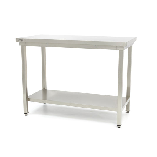 Maxima Stainless Steel Table 60cm depth - Adjustable Height - with Storage Shelf - RVSVoordeel