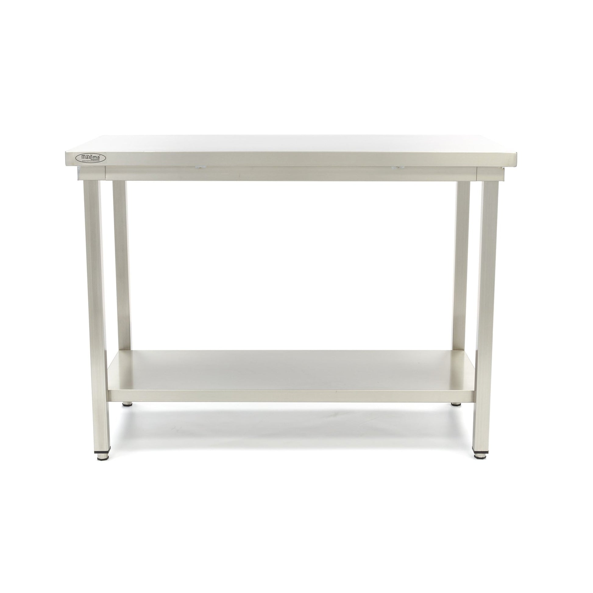 Maxima Stainless Steel Table 70cm depth - Adjustable Height - with Storage Shelf - RVSVoordeel