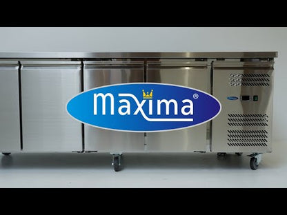 Maxima Counter Fridge 136cm Width on Wheels - 2 Doors - 2 Adjustable Shelves (GN)