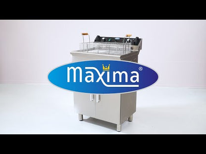 Maxima Frituurpan - 16 L - 1 Mand - met Tapkraan en Opbergruimte - 400V