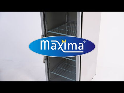 Maxima Fridge 600L with Glass door - 3 Adjustable Shelves (2/1 GN) - on Wheels - Stainless Steel