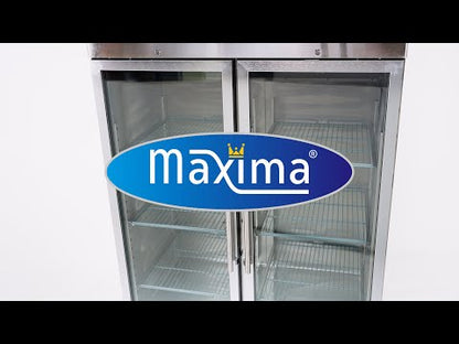 Maxima Fridge 1200L with Glass door - 6 Adjustable Shelves (2/1 GN) - on Wheels - Stainless Steel