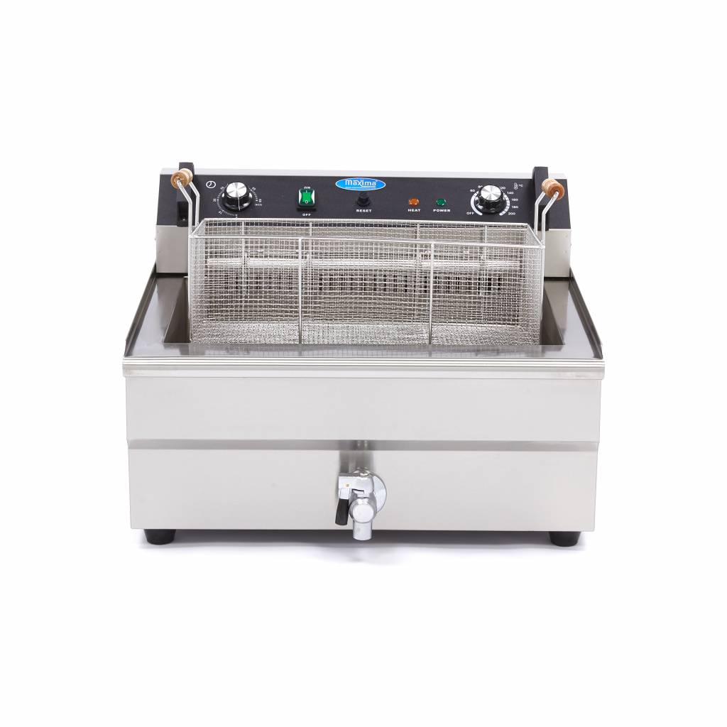 Maxima Frituurpan - 30 L - 1 Mand - met Tapkraan - 400V