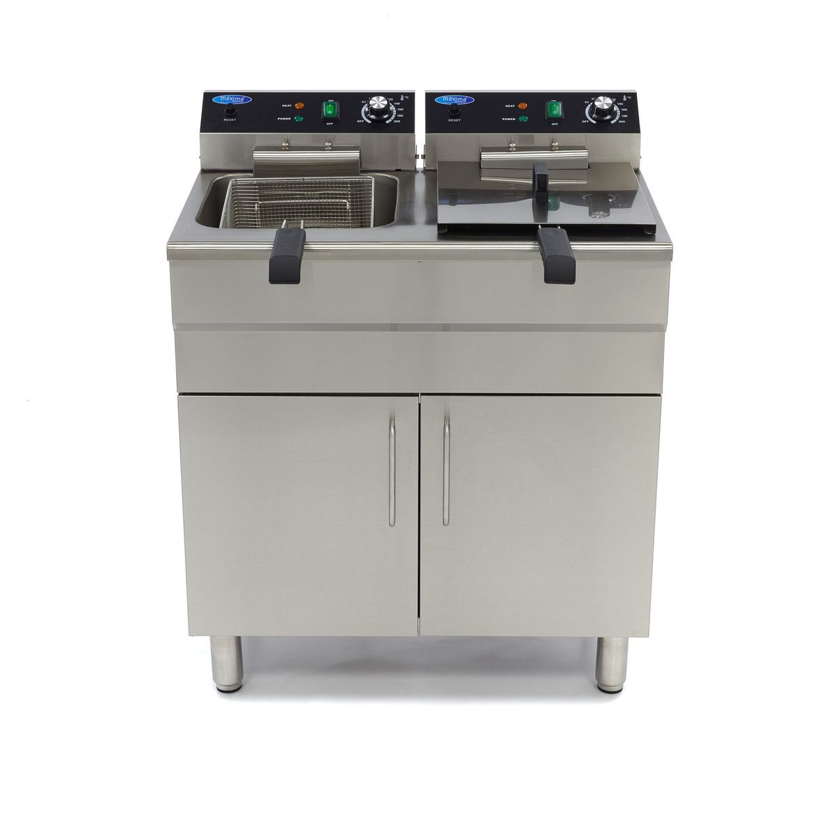 Maxima Frituurpan - 2x 16 L - 2 Manden - met Tapkraan en Opbergruimte - 400V