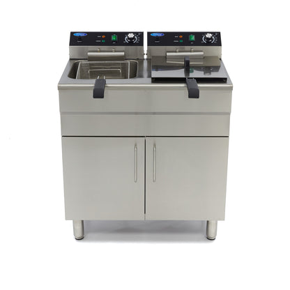 Maxima Frituurpan - 2x 16 L - 2 Manden - met Tapkraan en Opbergruimte - 400V