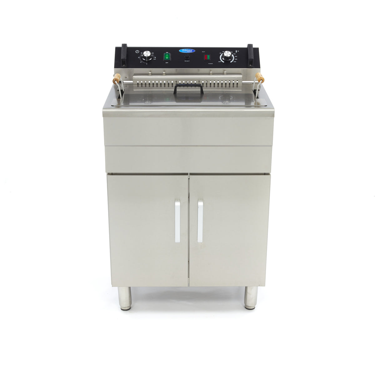 Maxima Frituurpan - 30 L - 1 Mand - met Tapkraan en Opbergruimte - 400V