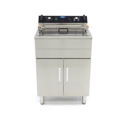 Maxima Frituurpan - 30 L - 1 Mand - met Tapkraan en Opbergruimte - 400V