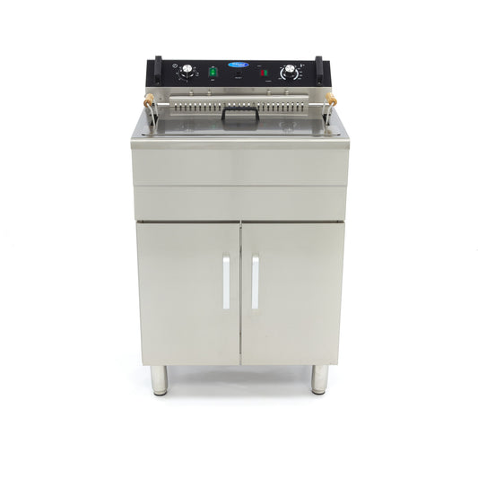 Maxima Frituurpan - 30 L - 1 Mand - met Tapkraan en Opbergruimte - 400V