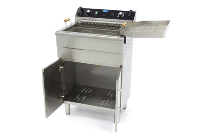 Maxima Frituurpan - 30 L - 1 Mand - met Tapkraan en Opbergruimte - 400V