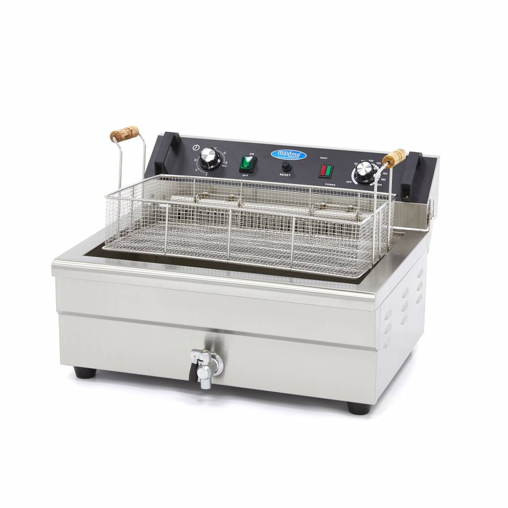 Maxima Frituurpan - 20 L - 1 Mand - met Tapkraan - 400V