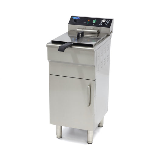 Maxima Frituurpan - 16 L - 1 Mand - met Tapkraan en Opbergruimte - 400V