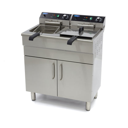Maxima Frituurpan - 2x 16 L - 2 Manden - met Tapkraan en Opbergruimte - 400V