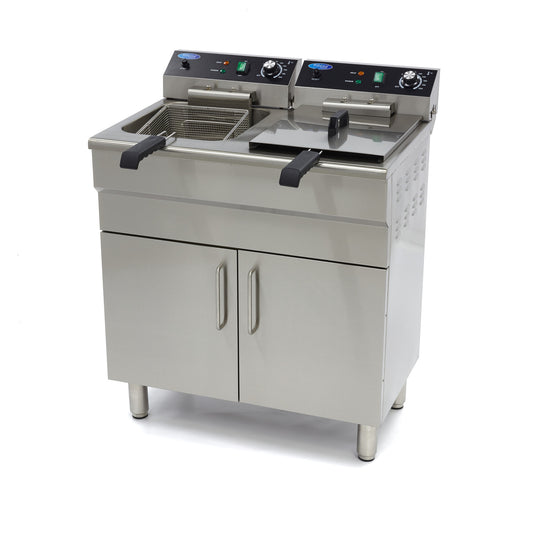 Maxima Frituurpan - 2x 16 L - 2 Manden - met Tapkraan en Opbergruimte - 400V