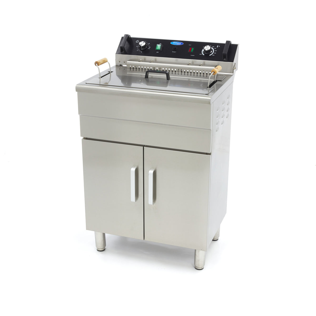 Maxima Frituurpan - 30 L - 1 Mand - met Tapkraan en Opbergruimte - 400V