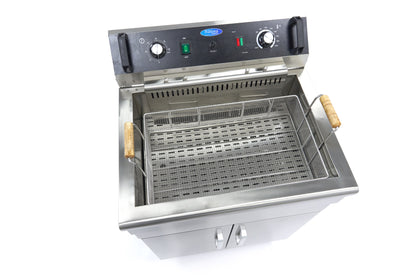 Maxima Frituurpan - 30 L - 1 Mand - met Tapkraan en Opbergruimte - 400V