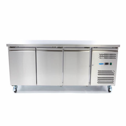 Maxima Counter Fridge 180cm Width on Wheels - 3 Doors - 3 Adjustable Shelves (GN)
