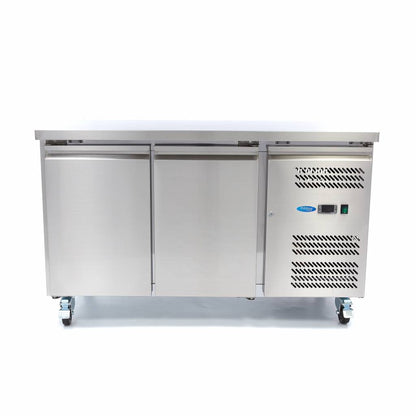 Maxima Counter Freezer 136cm Width on Wheels - 2 Doors - 2 Adjustable Shelves (GN)