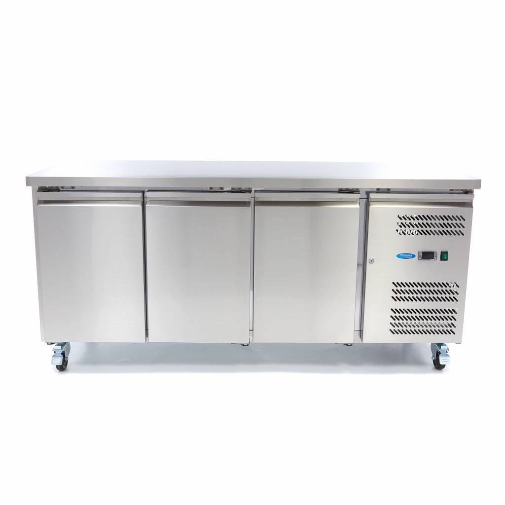 Maxima Counter Freezer 180cm Width on Wheels - 3 Doors - 3 Adjustable Shelves (GN)