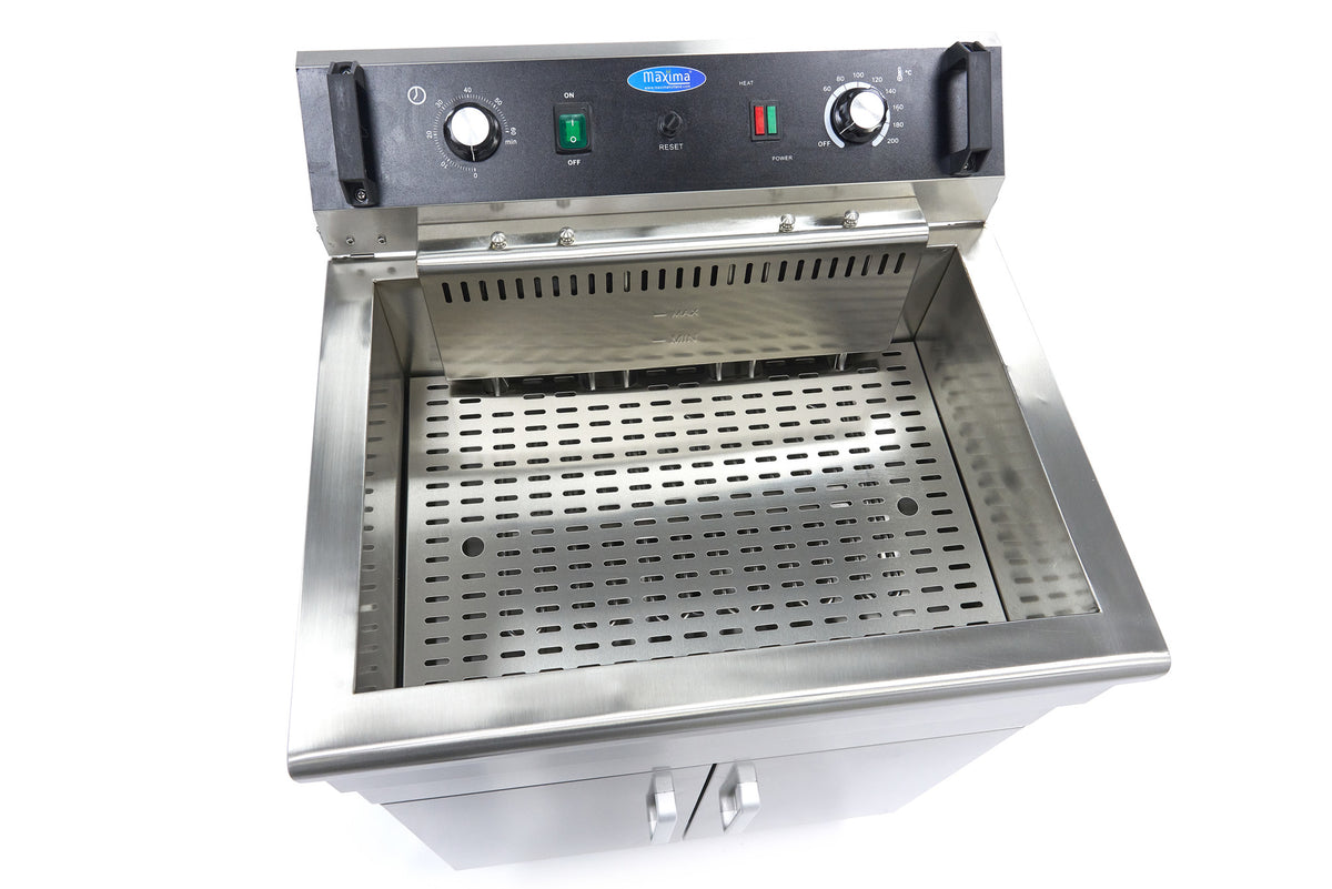 Maxima Frituurpan - 30 L - 1 Mand - met Tapkraan en Opbergruimte - 400V