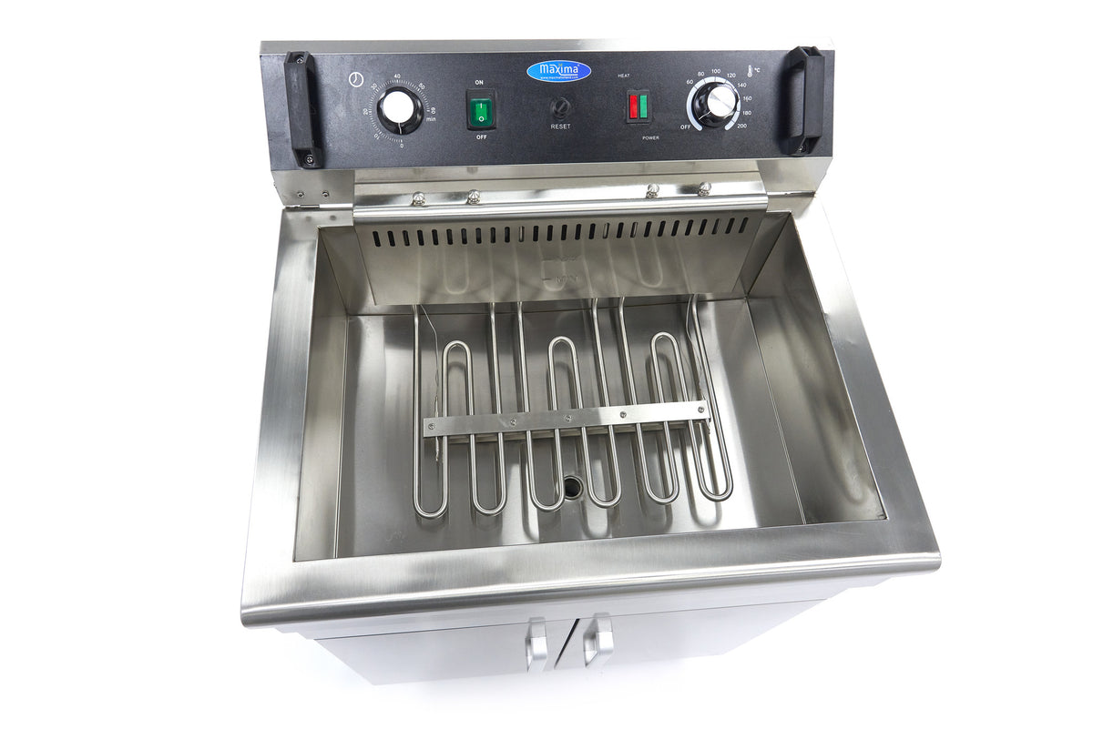Maxima Frituurpan - 30 L - 1 Mand - met Tapkraan en Opbergruimte - 400V