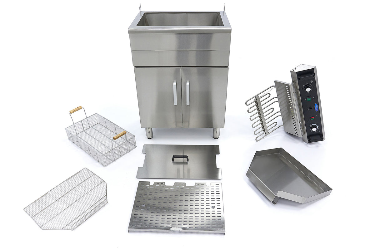 Maxima Frituurpan - 30 L - 1 Mand - met Tapkraan en Opbergruimte - 400V