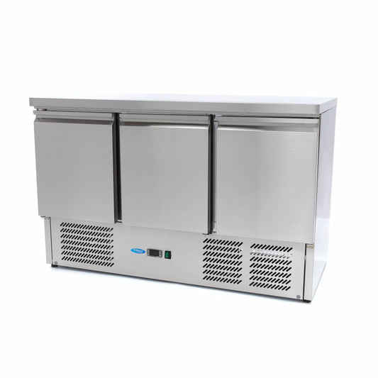 Maxima Counter Fridge 137cm Width - 3 Doors - 3 Adjustable Shelves (GN)