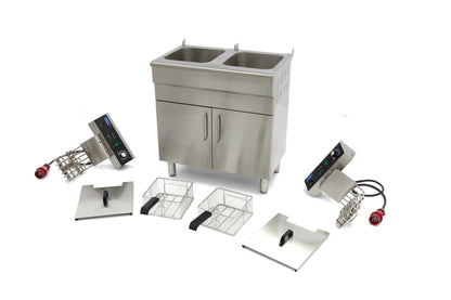 Maxima Frituurpan - 2x 16 L - 2 Manden - met Tapkraan en Opbergruimte - 400V