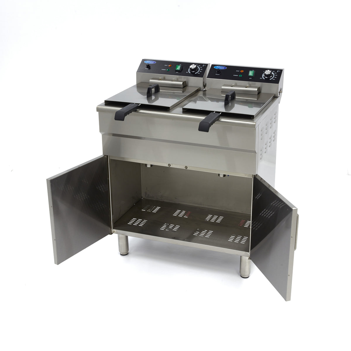 Maxima Frituurpan - 2x 16 L - 2 Manden - met Tapkraan en Opbergruimte - 400V
