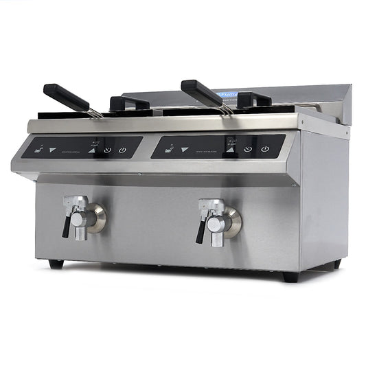 Maxima Frituurpan - 2x 8 L - 2 Manden - met Tapkraan - Inductie