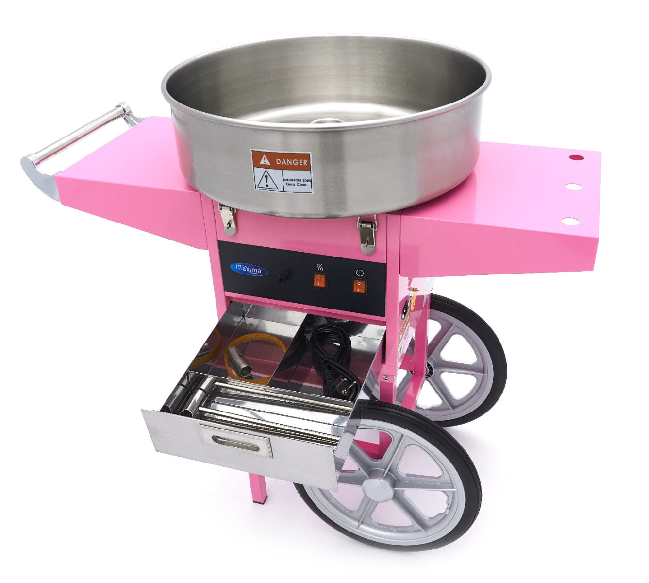 Maxima Candy Floss Machine – Ø 52cm – Pink – with Cart