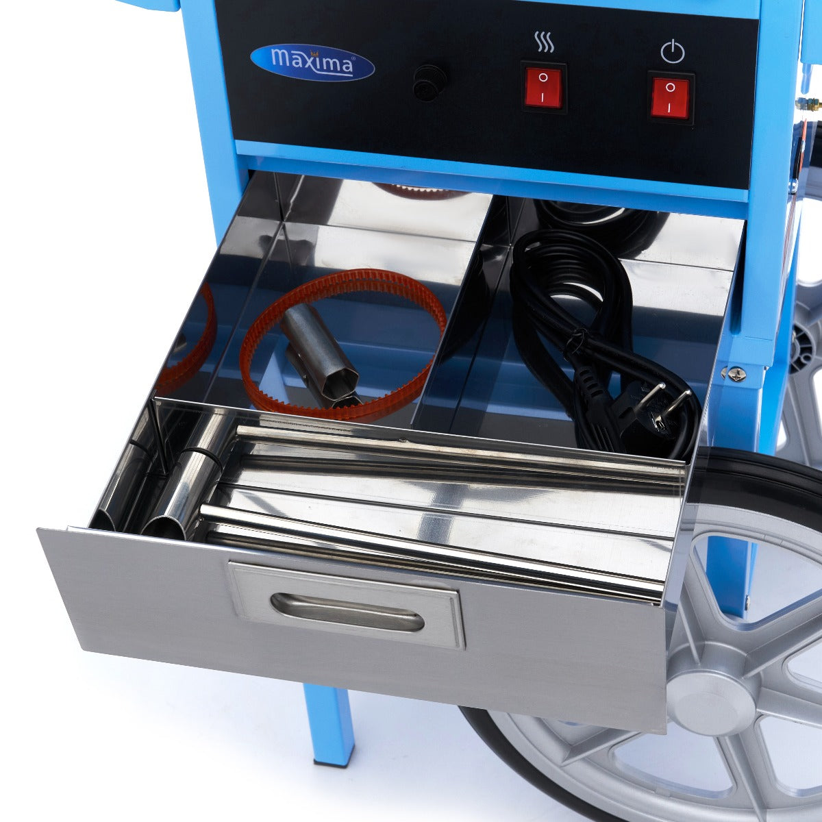 Maxima Candy Floss Machine – Ø 52cm – Blue – with Cart