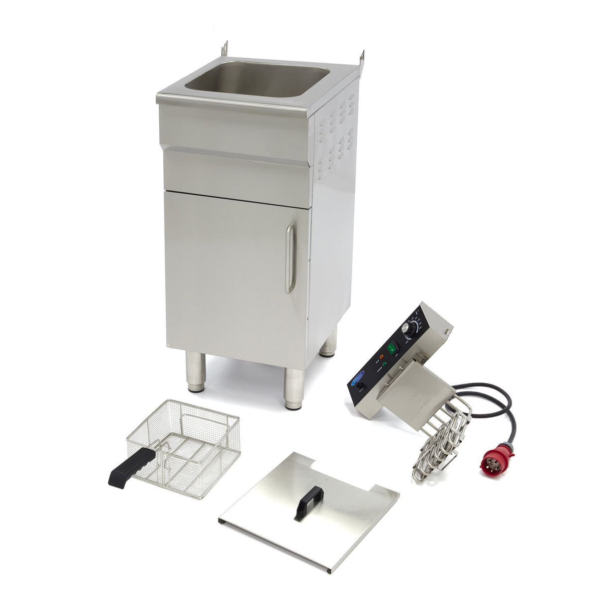 Maxima Frituurpan - 16 L - 1 Mand - met Tapkraan en Opbergruimte - 400V