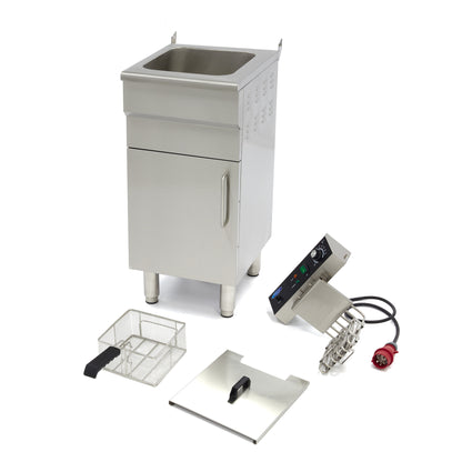 Maxima Frituurpan - 16 L - 1 Mand - met Tapkraan en Opbergruimte - 400V