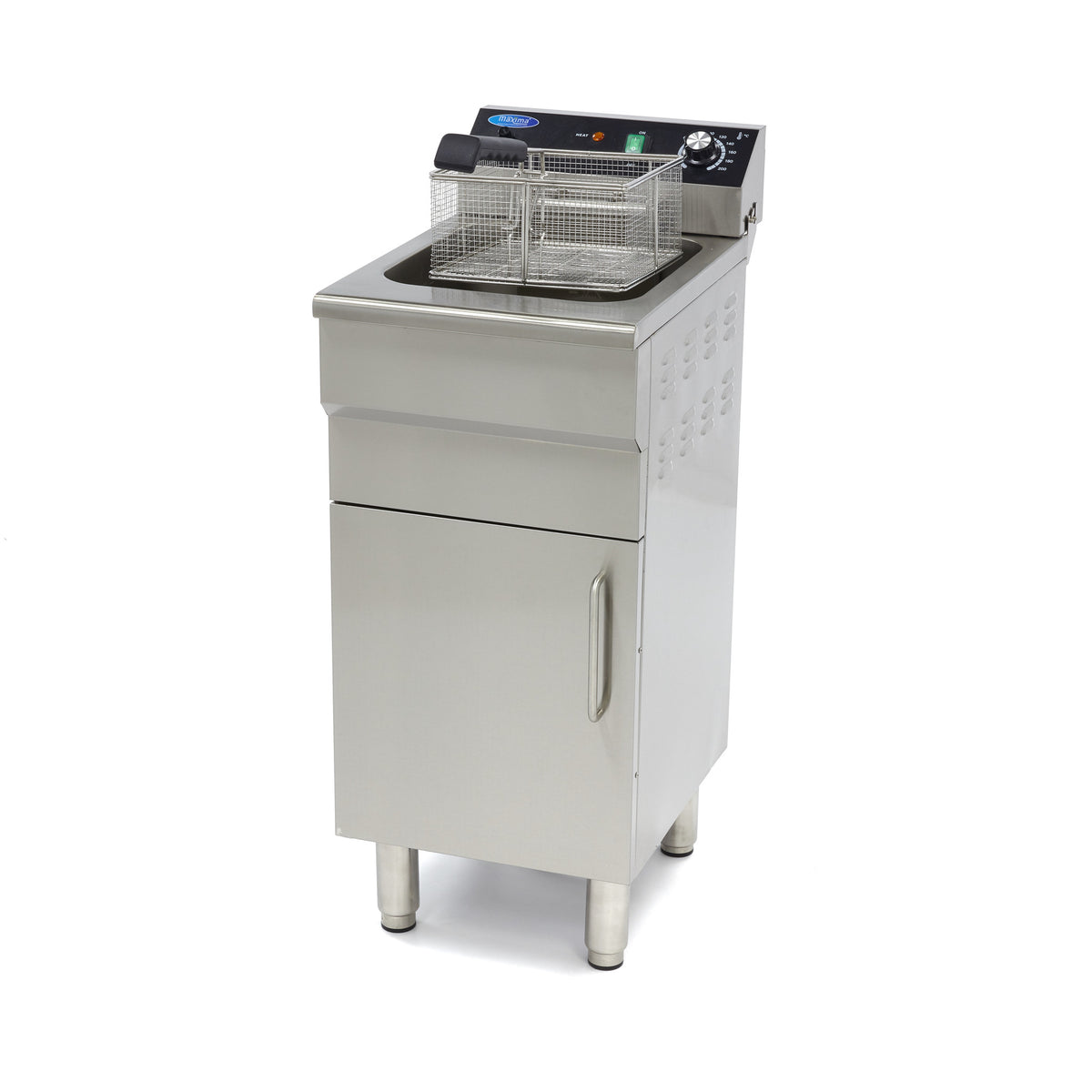 Maxima Frituurpan - 16 L - 1 Mand - met Tapkraan en Opbergruimte - 400V