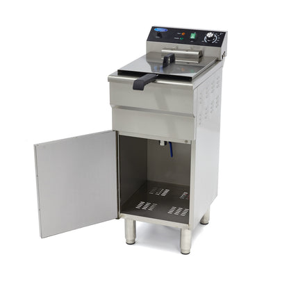Maxima Frituurpan - 16 L - 1 Mand - met Tapkraan en Opbergruimte - 400V