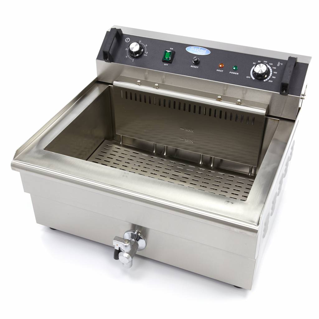 Maxima Frituurpan - 30 L - 1 Mand - met Tapkraan - 400V