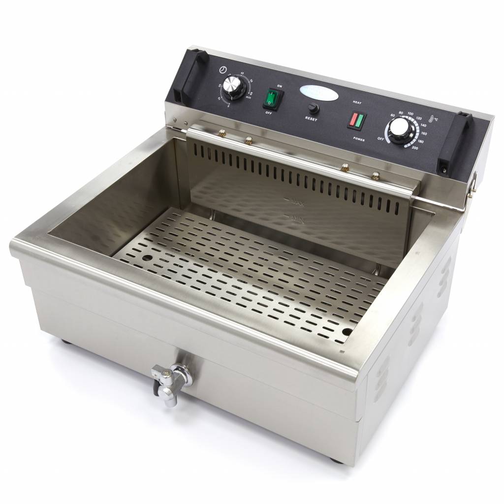 Maxima Frituurpan - 20 L - 1 Mand - met Tapkraan - 400V