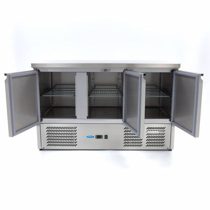Maxima Counter Fridge 137cm Width - 3 Doors - 3 Adjustable Shelves (GN)